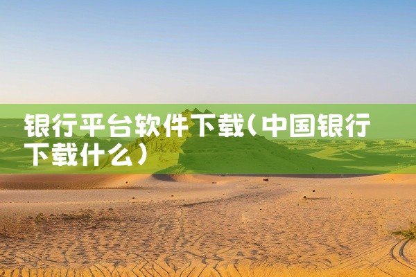 银行平台软件下载